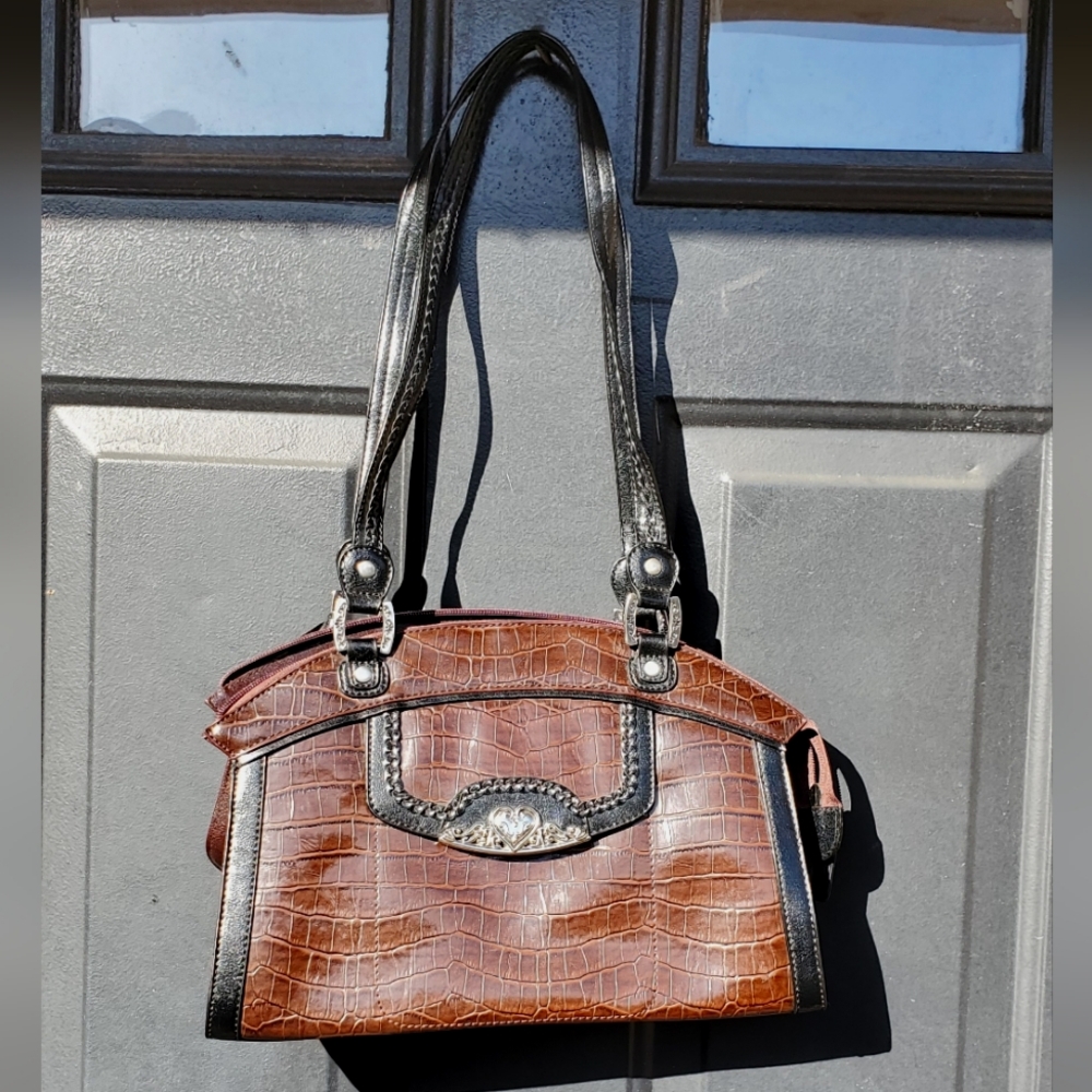 MC (Marc Chantal) esque bag, Red-Brown Croc Print